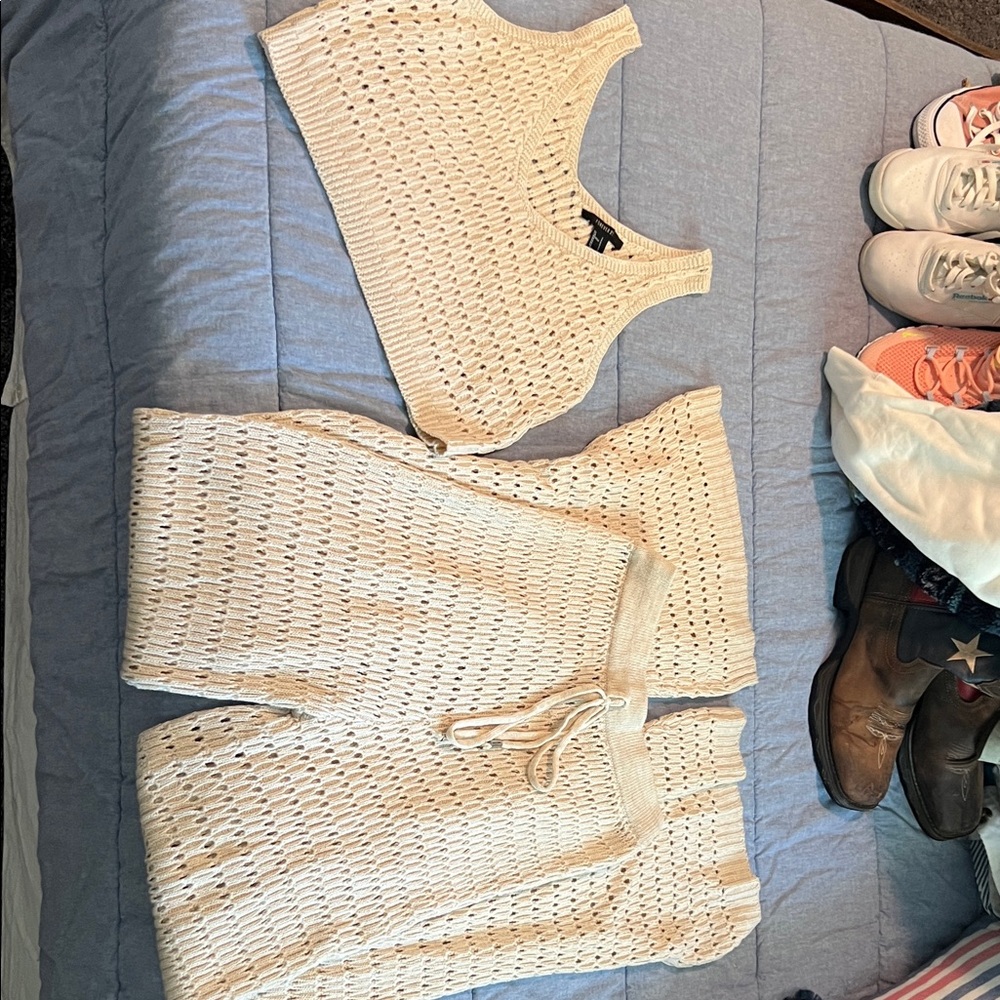 Forever 21 Cream Knit Tank SET